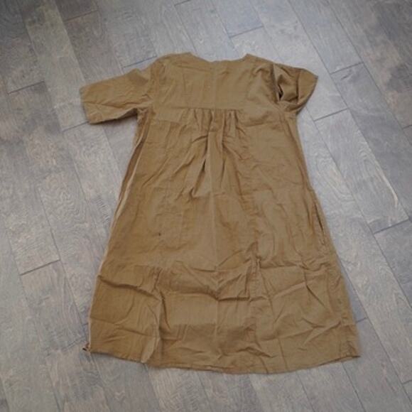 Gudrun Sjoden Lagenlook Short Sleeve Pullover Midi Dress Brown Size Est Medium - Picture 2 of 5